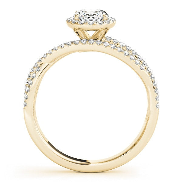 14K Yellow Gold 3/8 ct tw Halo Diamond Engagement Ring