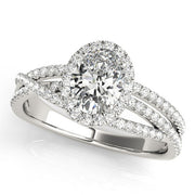 18K White Gold 3/8 ct tw Halo Diamond Engagement Ring