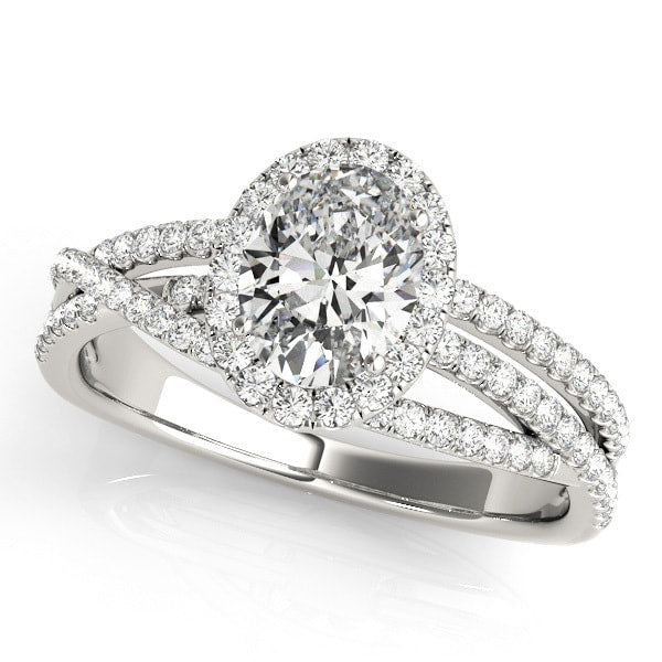 18K White Gold 3/8 ct tw Halo Diamond Engagement Ring