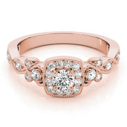 18K Rose Gold 1 1/2 ct tw Halo Diamond Engagement Ring