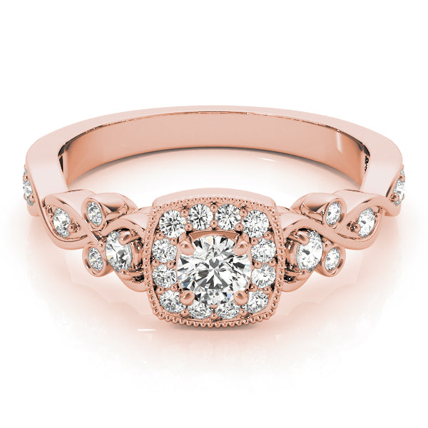 18K Rose Gold 1 1/2 ct tw Halo Diamond Engagement Ring
