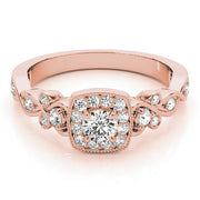 18K Rose Gold 1 1/2 ct tw Halo Diamond Engagement Ring