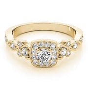 14K Yellow Gold 1 1/2 ct tw Halo Diamond Engagement Ring