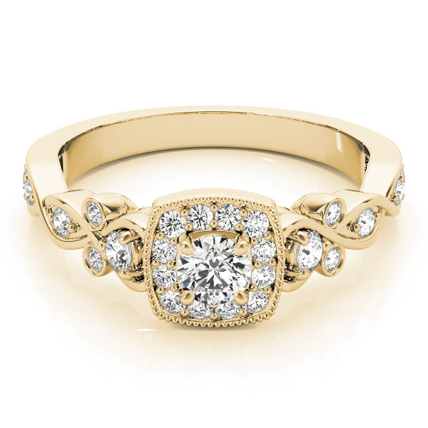 14K Yellow Gold 1 1/2 ct tw Halo Diamond Engagement Ring