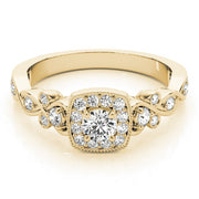 14K Yellow Gold 1 1/2 ct tw Halo Diamond Engagement Ring