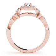 18K Rose Gold 1 1/2 ct tw Halo Diamond Engagement Ring