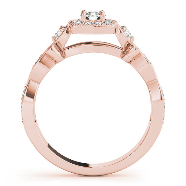 18K Rose Gold 1 1/2 ct tw Halo Diamond Engagement Ring