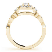 14K Yellow Gold 1 1/2 ct tw Halo Diamond Engagement Ring