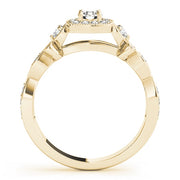 14K Yellow Gold 1 1/2 ct tw Halo Diamond Engagement Ring