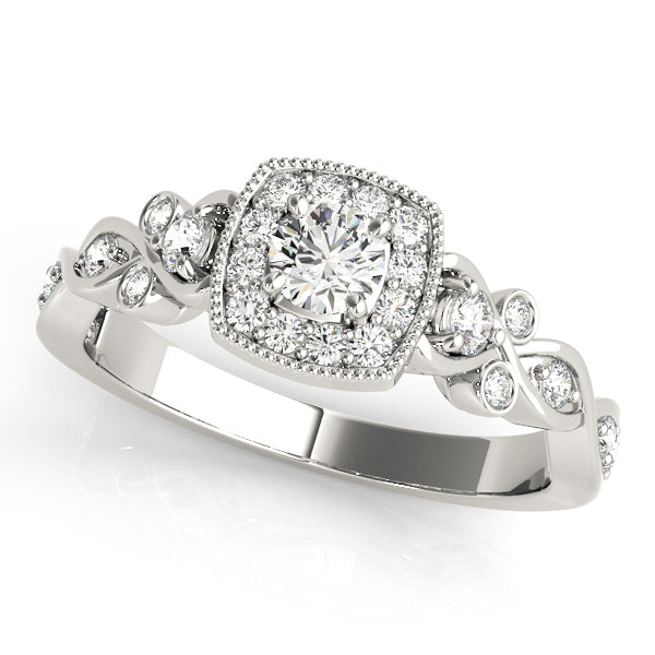 Round Diamond Halo Engagement Ring