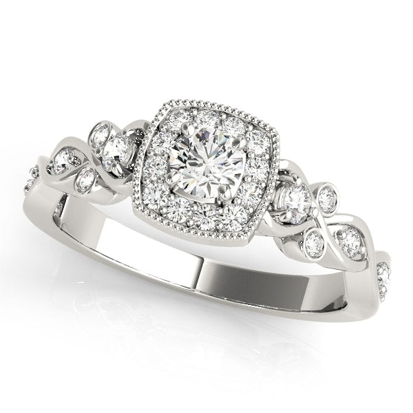 18K White Gold 1 1/2 ct tw Halo Diamond Engagement Ring