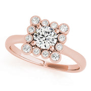 14K Rose Gold Diamond Halo Engagement Ring 1+ ctw