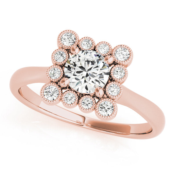 14K Rose Gold 1 1/6 ct tw Halo Diamond Engagement Ring
