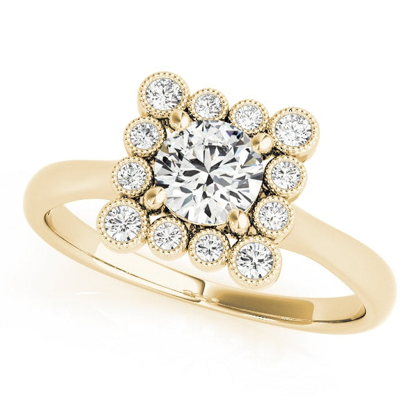 14K Yellow Gold 1 1/6 ct tw Halo Diamond Engagement Ring