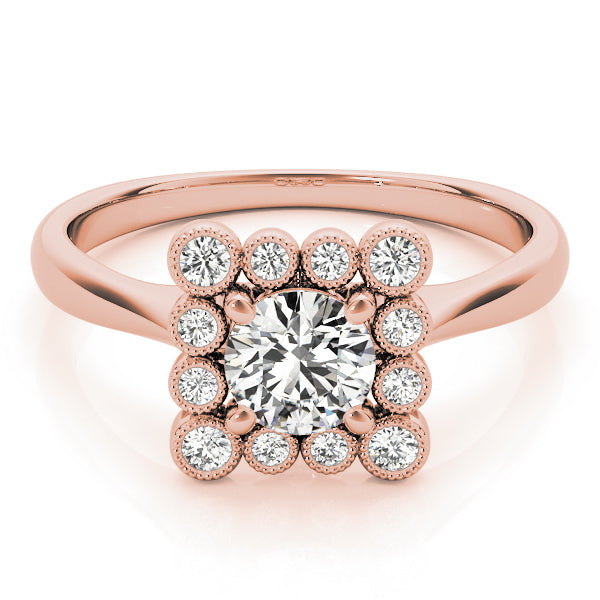 18K Rose Gold 1 1/6 ct tw Halo Diamond Engagement Ring