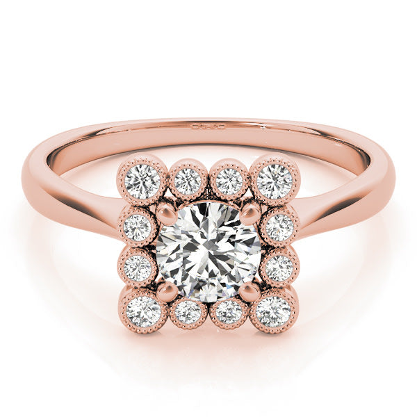 14K Rose Gold 1 1/6 ct tw Halo Diamond Engagement Ring