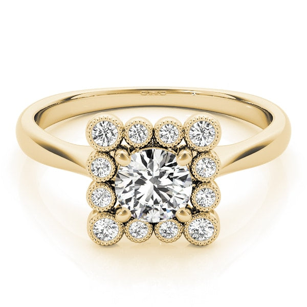 18K Yellow Gold 1 1/6 ct tw Halo Diamond Engagement Ring