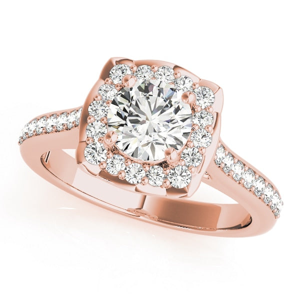 14K Rose Gold 1 1/3 ct tw Halo Diamond Engagement Ring