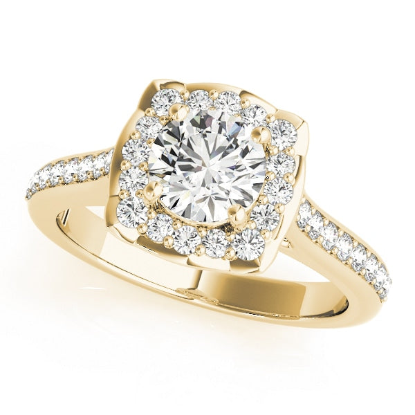 14K Yellow Gold 1 1/3 ct tw Halo Diamond Engagement Ring