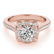 18K Rose Gold 1 1/3 ct tw Halo Diamond Engagement Ring