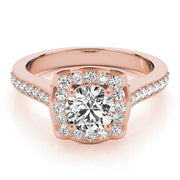 18K Rose Gold 1 1/3 ct tw Halo Diamond Engagement Ring