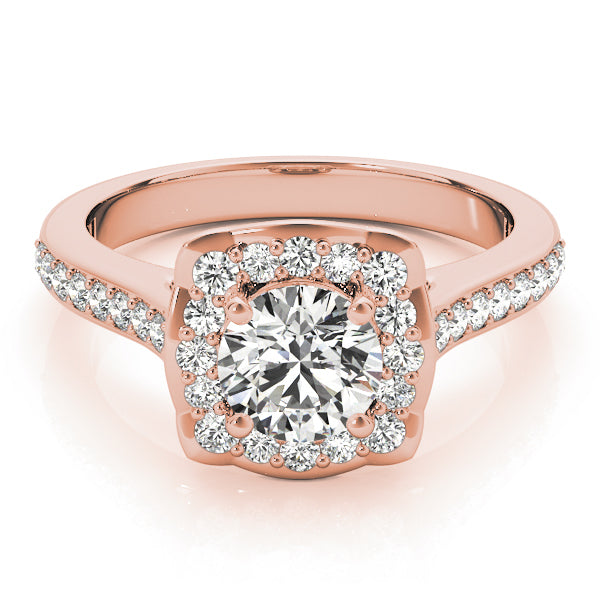18K Rose Gold 1 1/3 ct tw Halo Diamond Engagement Ring