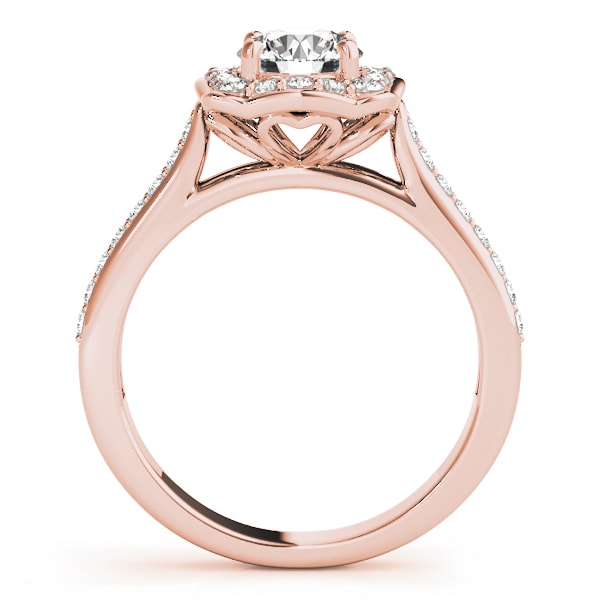 18K Rose Gold 1 1/3 ct tw Halo Diamond Engagement Ring