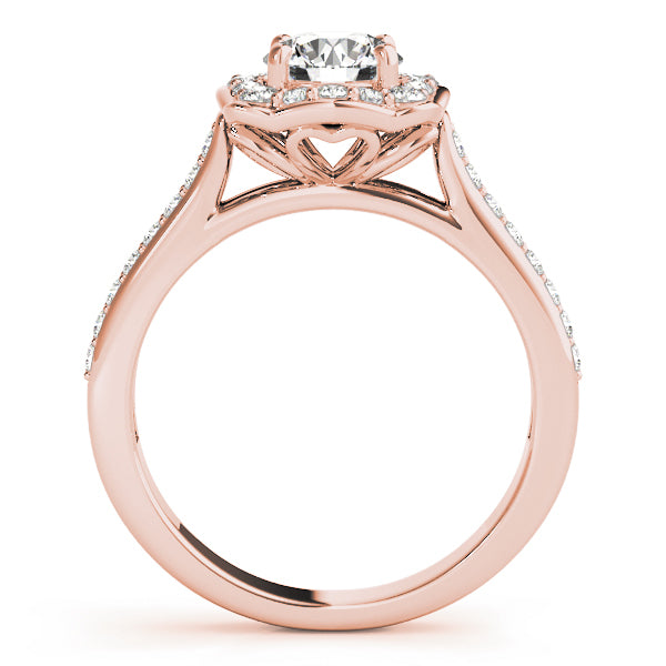 18K Rose Gold 1 1/3 ct tw Halo Diamond Engagement Ring