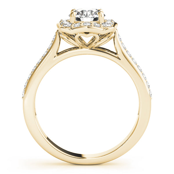 14K Yellow Gold 1 1/3 ct tw Halo Diamond Engagement Ring