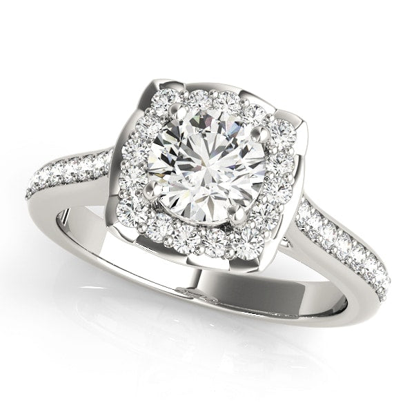 Platinum 1 1/3 ct tw Halo Diamond Engagement Ring