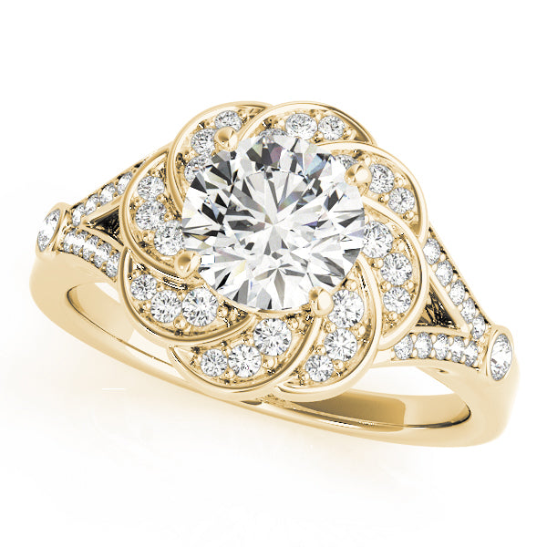 18K Yellow Gold 1 1/4 ct tw Halo Diamond Engagement Ring