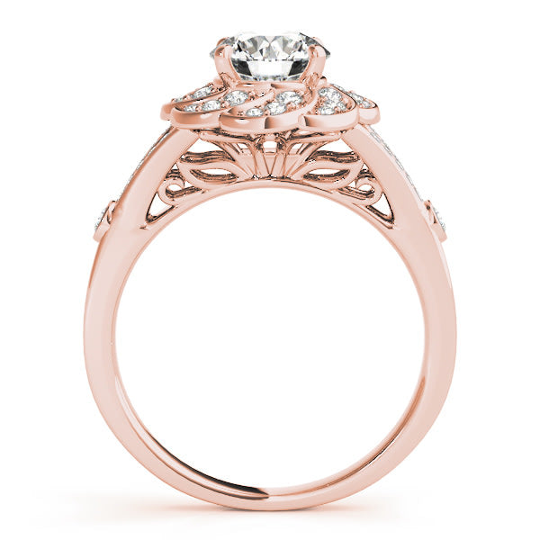 14K Rose Gold 1 1/4 ct tw Halo Diamond Engagement Ring