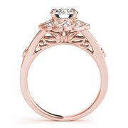 18K Rose Gold 1 1/4 ct tw Halo Diamond Engagement Ring