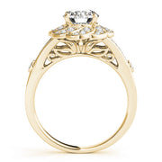 18K Yellow Gold 1 1/4 ct tw Halo Diamond Engagement Ring