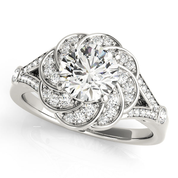 Platinum 1 1/4 ct tw Halo Diamond Engagement Ring