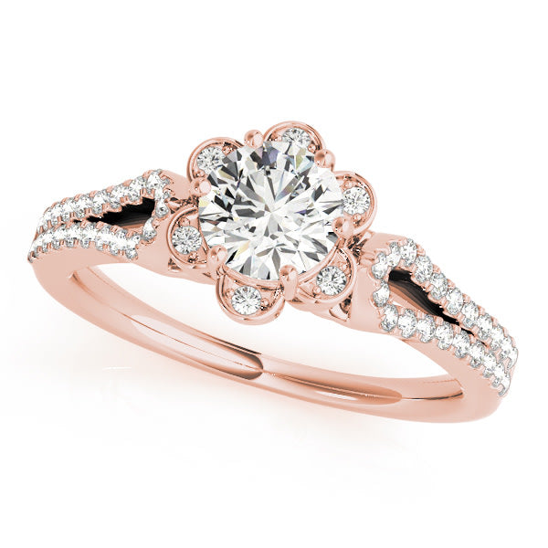 18K Rose Gold 3/4 ct tw Halo Diamond Engagement Ring