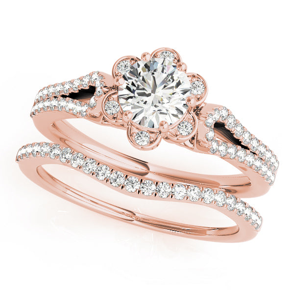 14K Rose Gold 3/4 ct tw Halo Diamond Engagement Ring