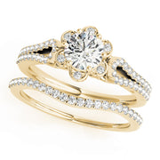 14K Yellow Gold 3/4 ct tw Halo Diamond Engagement Ring