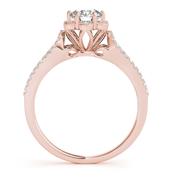 18K Rose Gold 3/4 ct tw Halo Diamond Engagement Ring