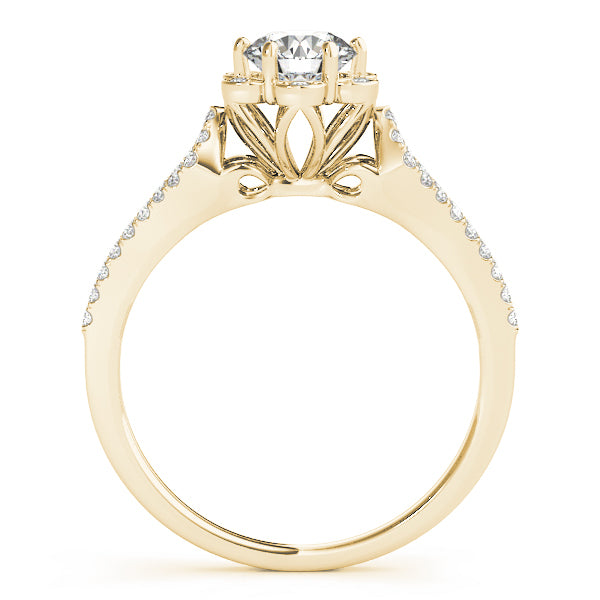 18K Yellow Gold 3/4 ct tw Halo Diamond Engagement Ring