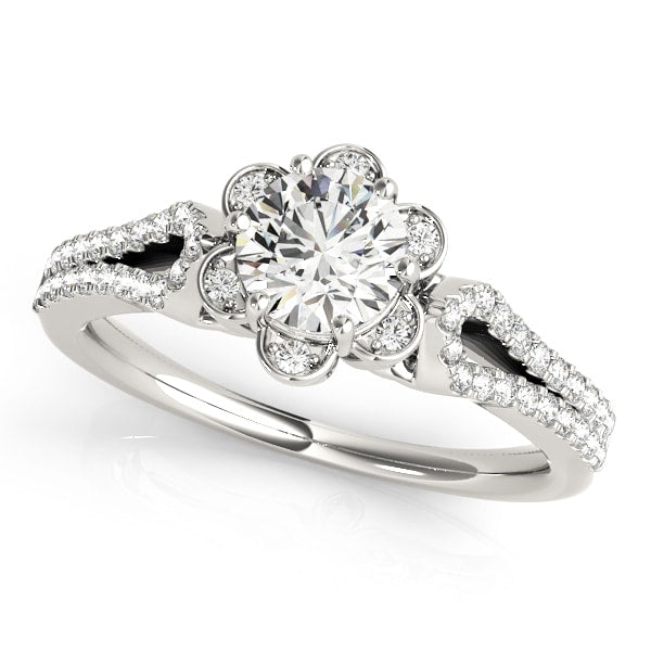 Platinum 3/4 ct tw Halo Diamond Engagement Ring