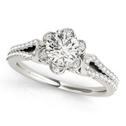 14K White Gold 3/4 ct tw Halo Diamond Engagement Ring