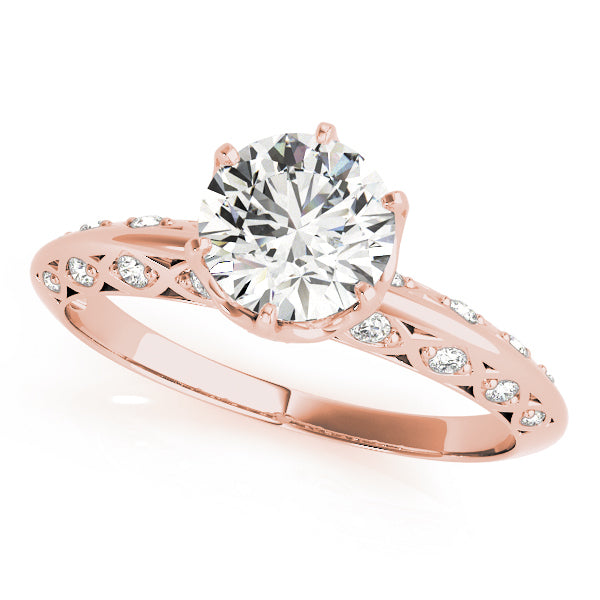 18K Rose Gold 1 ct Diamond Vintage Engagement Ring