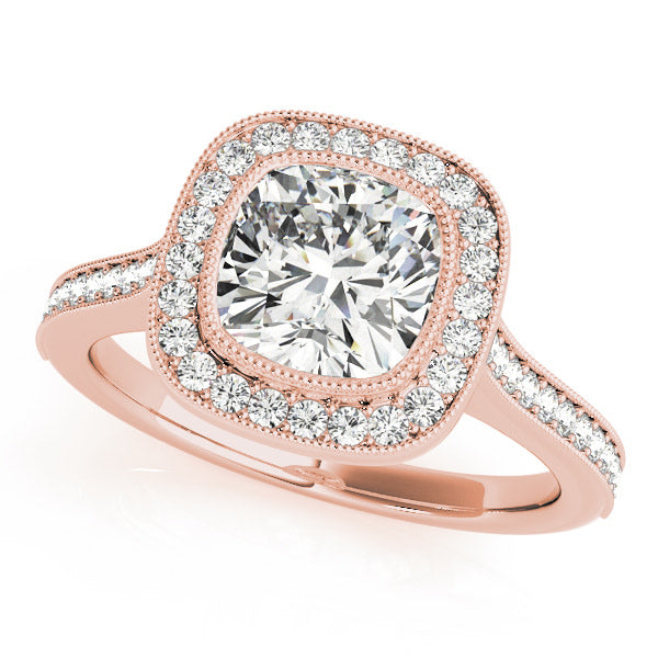 18K Rose Gold 1 ct tw Halo Diamond Engagement Ring