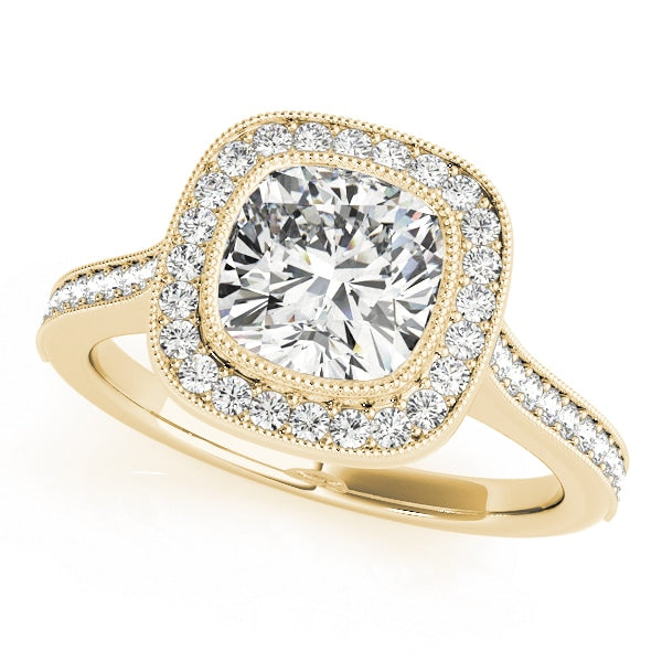 18K Yellow Gold 1 ct tw Halo Diamond Engagement Ring