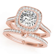 14K Rose Gold 1 ct tw Halo Diamond Engagement Ring