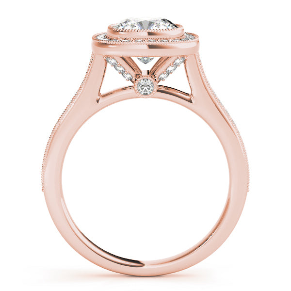 14K Rose Gold 1 ct tw Halo Diamond Engagement Ring