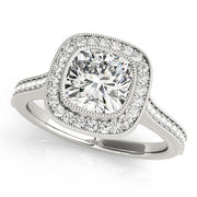 14K White Gold 1 ct tw Halo Diamond Engagement Ring