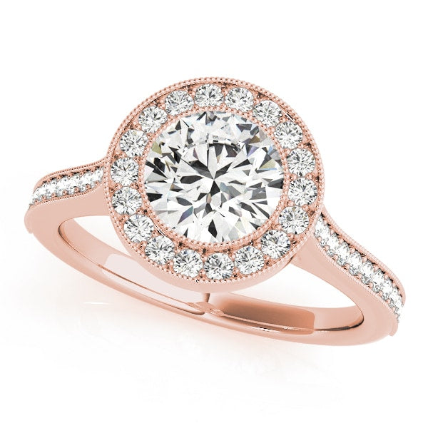 14K Rose Gold 1 1/3 ct tw Halo Diamond Engagement Ring