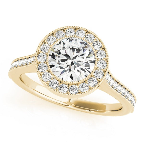 18K Yellow Gold 1 1/3 ct tw Halo Diamond Engagement Ring
